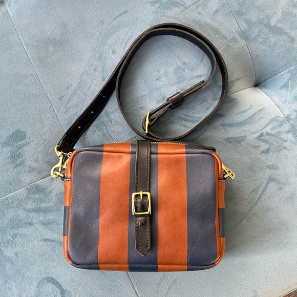 Striped Blue and Brown Crossbody Bag - Picture 2 of 6